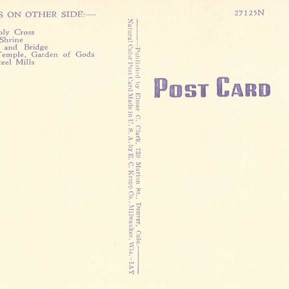 Linen Postcard - Large Letter - Greetings from Pueblo,Colorado M951 - Picture 2 of 2